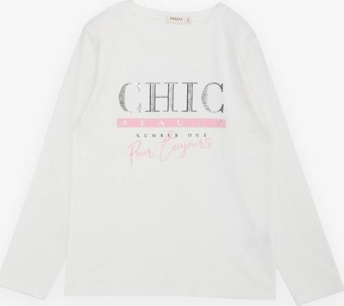 Kız Çocuk Uzun Kollu Tişört Simli Yazı Baskılı 9-14 Yaş, Ekru