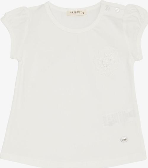 Kız Bebek Tişört Çiçek Nakışlı 9 Ay-3 Yaş, Beyaz