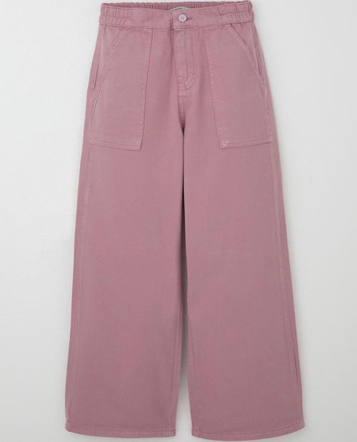 Kız Çocuk Gabardin Pantolon Geniş Paça Beli Lastikli 5-9 Yaş, Gülkurusu
