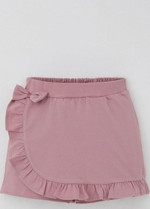 Kız Çocuk Şort Etek Fiyonk Aksesuarlı Fırfırlı 6-10 Yaş, Gülkurusu