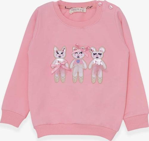 Kız Çocuk Sweatshirt Sevimli Hayvancıklar Baskılı 1.5-5 Yaş, Pudra