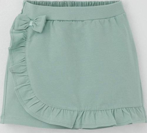 Kız Çocuk Şort Etek Fiyonk Aksesuarlı Fırfırlı 6-10 Yaş, Su Yeşili
