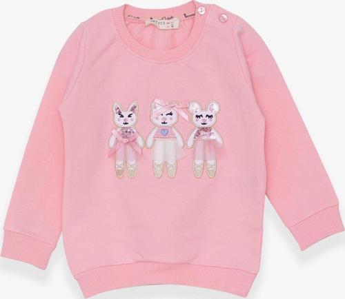 Kız Çocuk Sweatshirt Hayvancık Baskılı 1.5-5 Yaş, Pudra