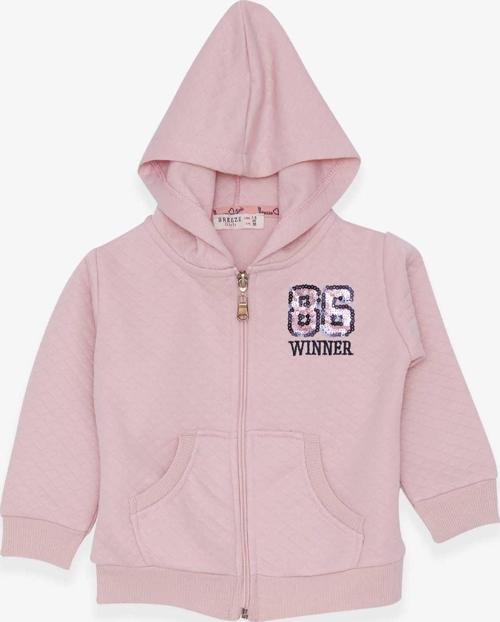 Kız Çocuk Hırka Nakışlı Pullu 1.5-5 Yaş, Pudra