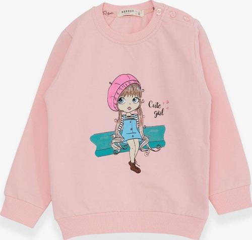 Kız Çocuk Sweatshirt Sevimli Kız Baskılı 1.5-5 Yaş, Pudra