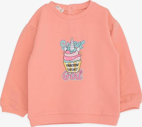 Kız Çocuk Sweatshirt Unıcorn Baskılı 9 Ay-3 Yaş, Somon