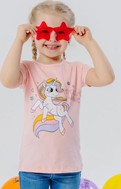 Kız Çocuk Tişört Sihirli Unicorn Baskılı 1.5-5 Yaş, Somon