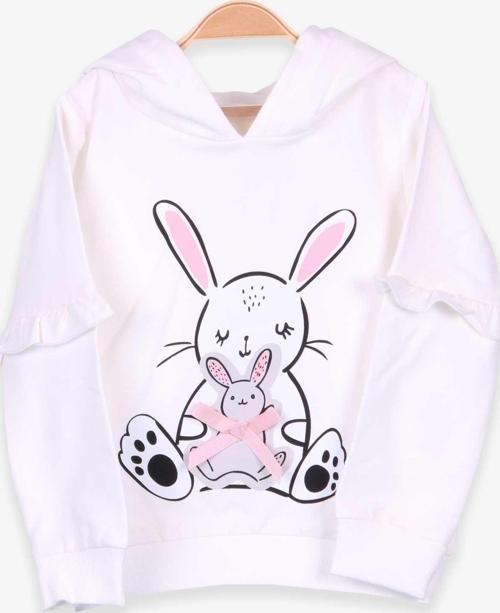 Kız Çocuk Sweatshirt Tavşan Baskılı 1.5-5 Yaş, Ekru