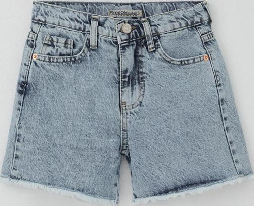 Kız Çocuk Şort Jean Paçası Püskül Detaylı Cepli 10-14 Yaş, Açık Mavi