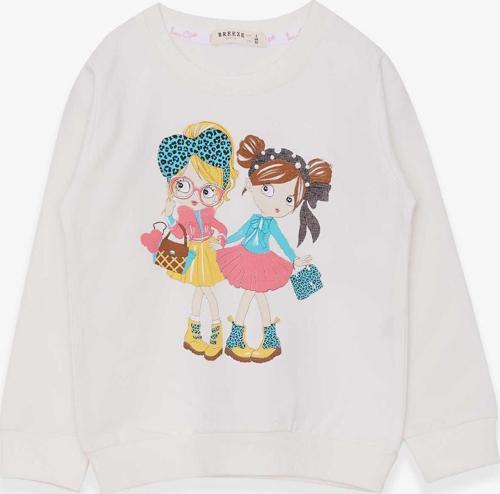 Kız Çocuk Sweatshirt Kız Baskılı 2-6 Yaş, Ekru