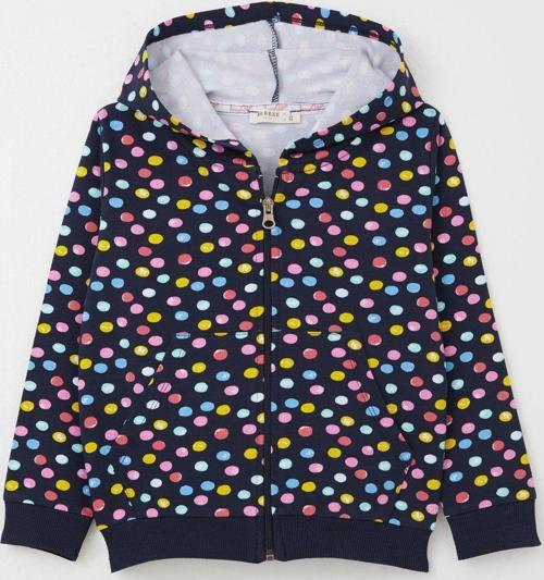 Kız Çocuk Hırka Renkli Puantiye Desenli Fermuarlı 1-4 Yaş, Lacivert