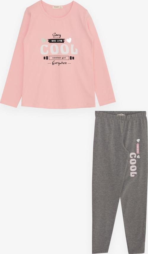 Kız Çocuk Taytlı Takım Havalı Kız Yazı Baskılı 4-8 Yaş, Pembe