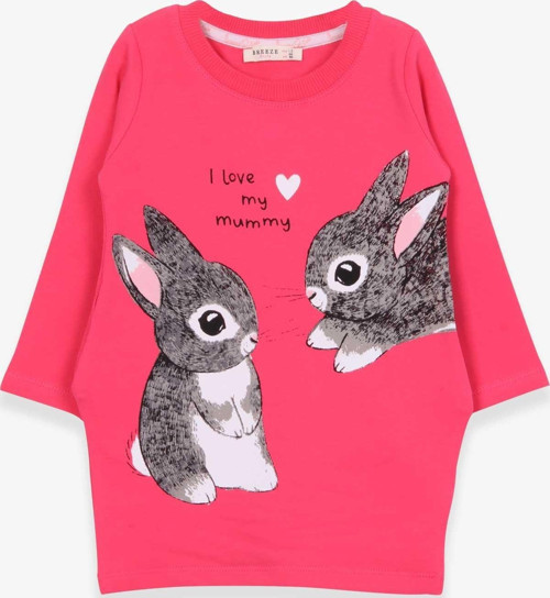 Kız Çocuk Tunik Tavşan Desenli 1.5-5 Yaş, Pembe