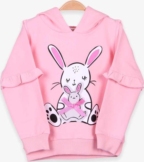 Kız Çocuk Sweatshirt Tavşan Baskılı 1.5-5 Yaş, Pudra
