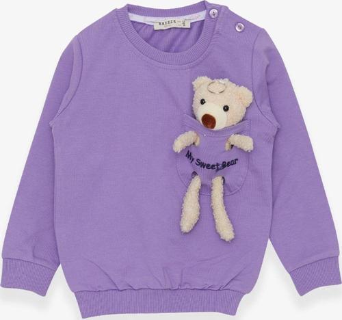 Kız Çocuk Sweatshirt Ayıcık Aksesuarlı 1.5-5 Yaş, Eflatun