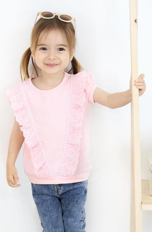 Kız Çocuk Tişört Güpürlü 1.5-5 Yaş, Pembe