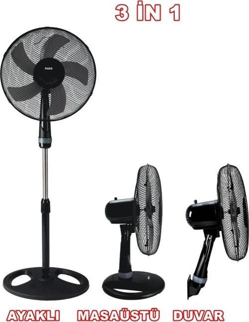 16inç / 40cm 55w 3 ü 1 Arada Ayaklı - Duvar ve Masa Tipi Vantilatör 3 Kademe 220v