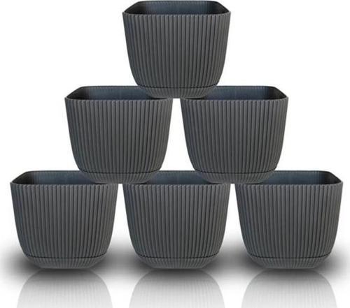 KRS-381 Dekoratif Plastik Mercan Kare Saksı 0.27 litre Antrasit 6 Adet