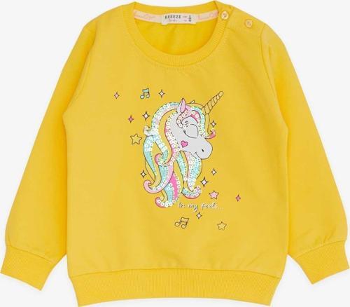Kız Çocuk Sweatshirt Baskılı Pullu Unicorn 2-6 Yaş, Sarı
