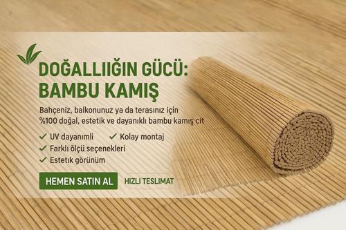%100 Doğal  Bambu Kamış Hasır Bahçe Balkon Çit Gölgelik Gizlilik Çiti 1x1