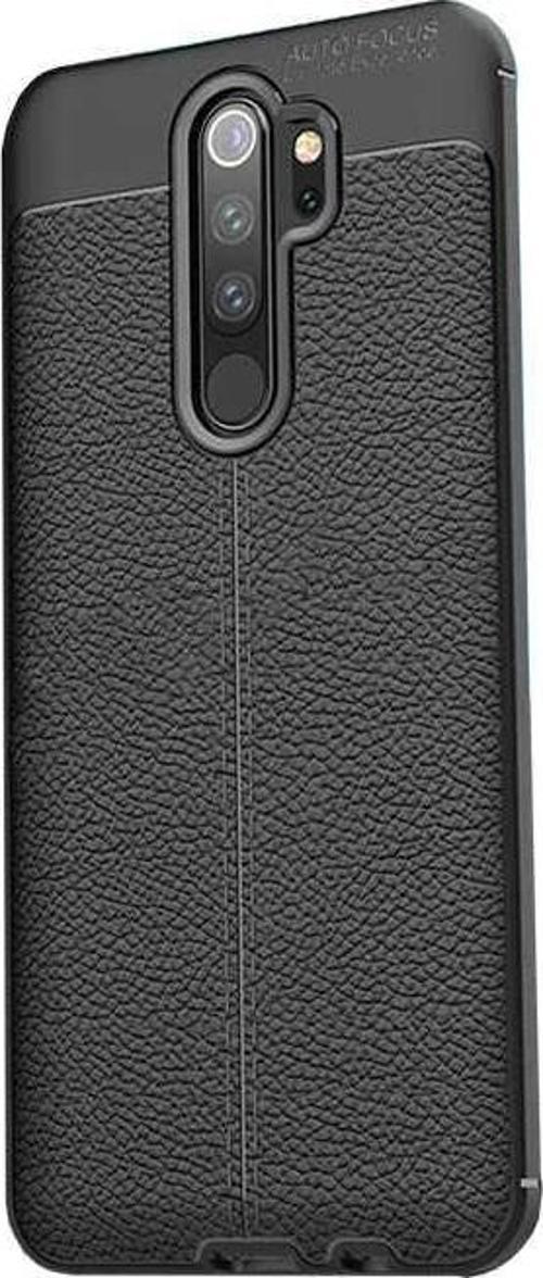 Xiaomi Redmi Note 8 Pro Uyumlu Kamera Korumalı Deri Görünümlü Silikon Kılıf