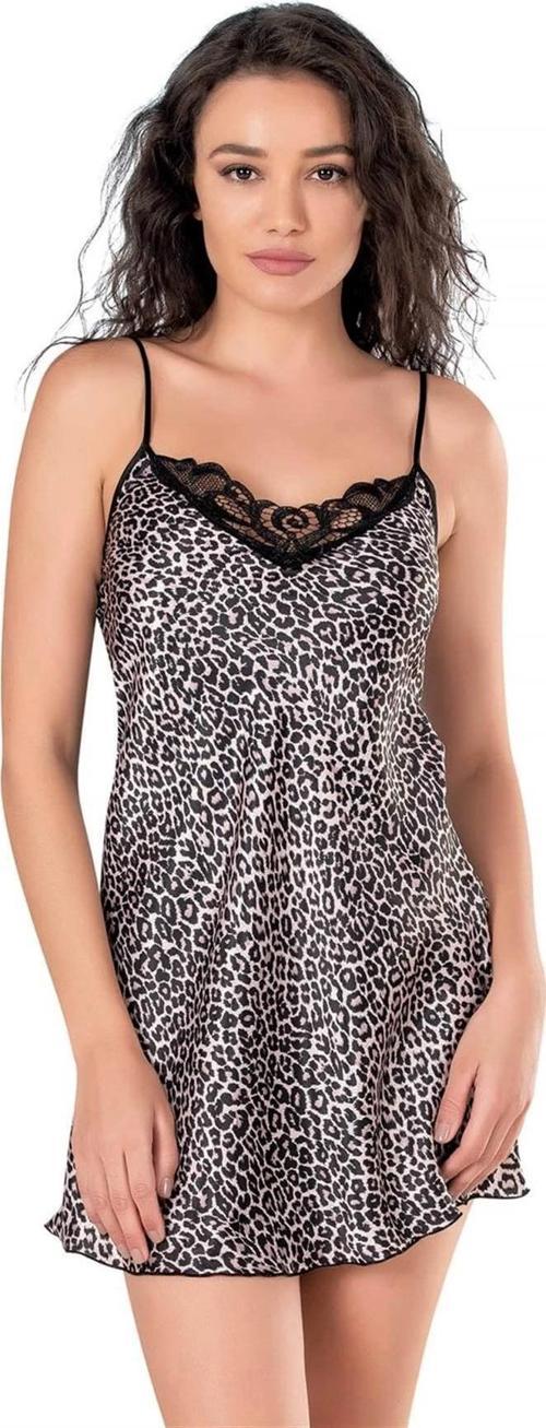 Leopar Kısa Saten Gecelik