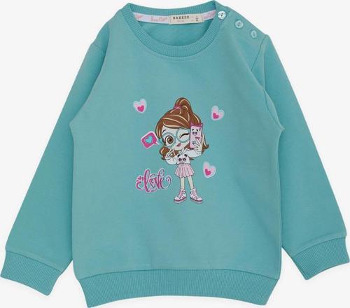Kız Çocuk Sweatshirt Havalı Kız Baskılı 1.5-5 Yaş, Su Yeşili