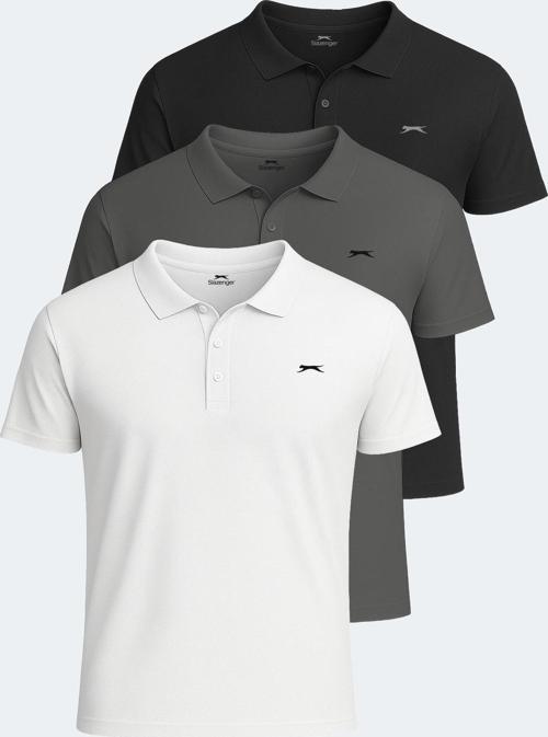 SLOAN 3 lü Set Erkek Tişört Beyaz - Siyah - Koyu Gri