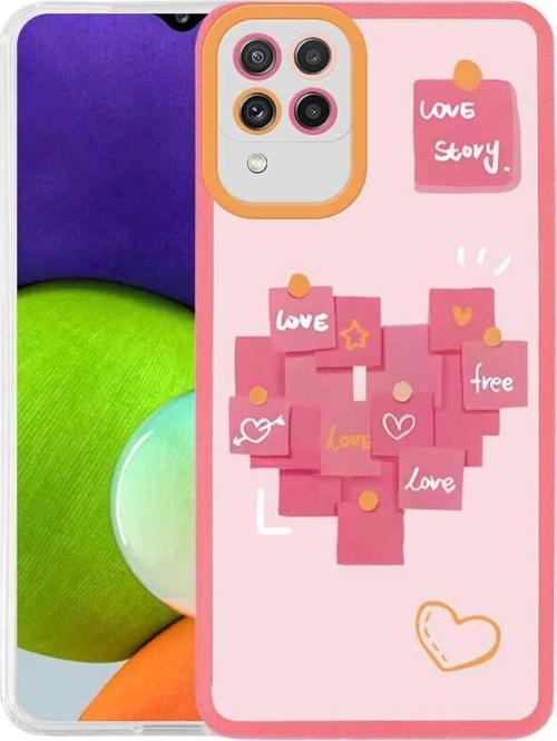 Galaxy A22 4G Kılıf Zore M-Fit Desenli Kılıf Love Story No2