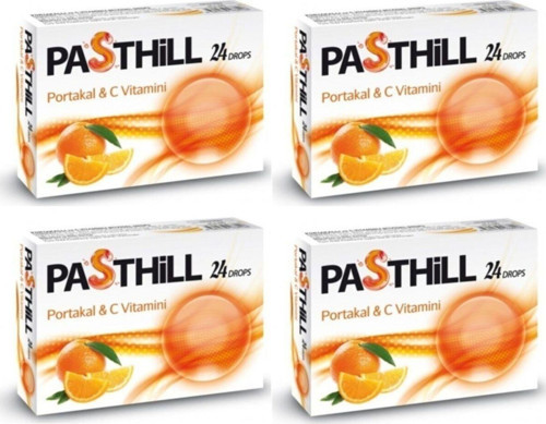 Pasthill Portakal 4'lü Paket X 24 Adet Boğaz Pastili