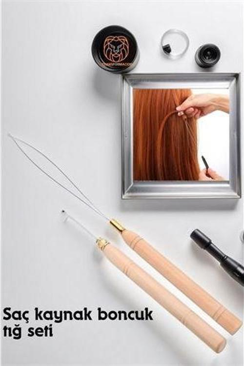 Saç Boncuk Uzatma Keratin Tığı Misina Seti