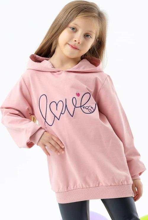 Kız Çocuk Sweatshirt Nakışlı Yazı Baskılı 2-6 Yaş, Somon