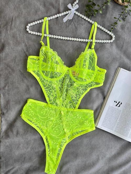 Çiçek Desenli Yeşil Bodysuit