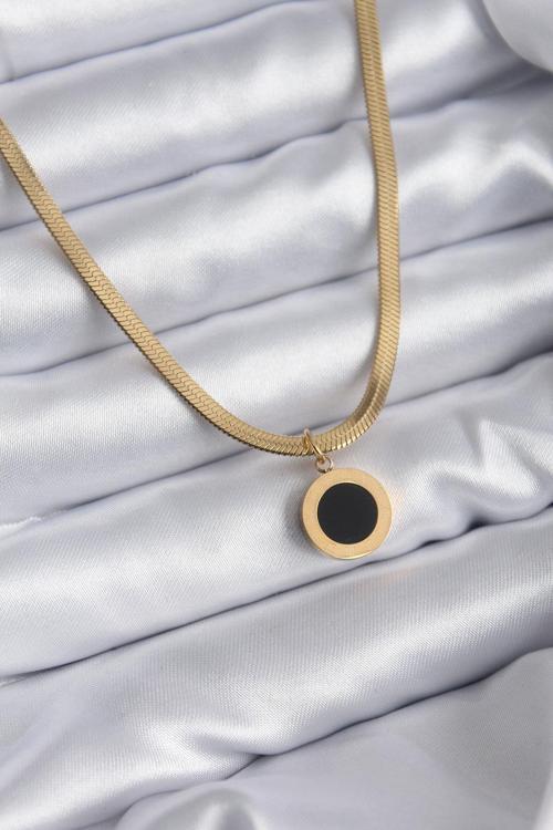 Çelik Gold Renk İtalyan Zincir Model İşleme Detay Kadın Kolye