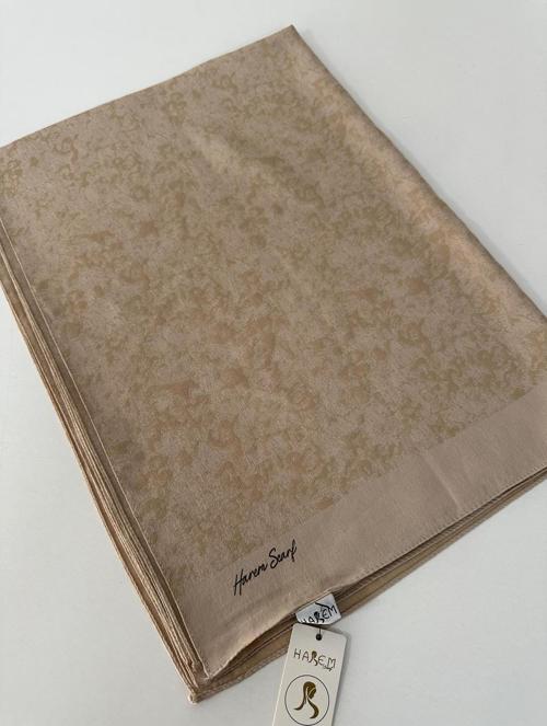 Desenli Pamuk Gold Silvia Koyu Bej Şal HFW0317