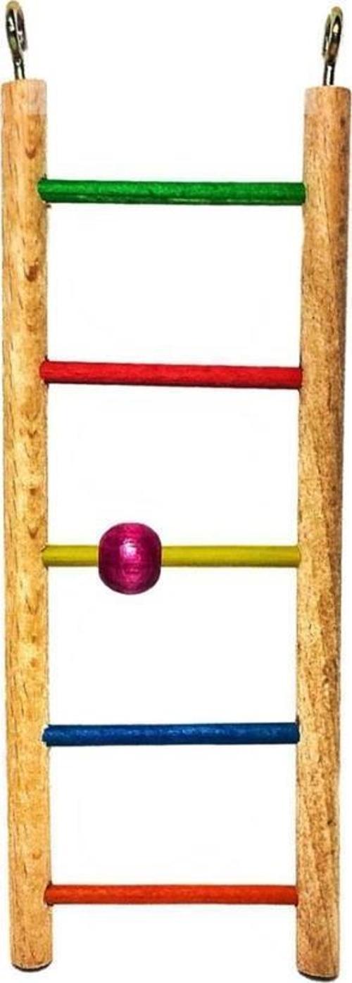 Boncuklu Ahşap Merdiven Kuş Oyuncağı 23cm
