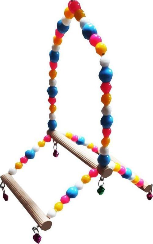 Boncuklu Tünekli Salıncak Kuş Oyuncağı 14-14cm