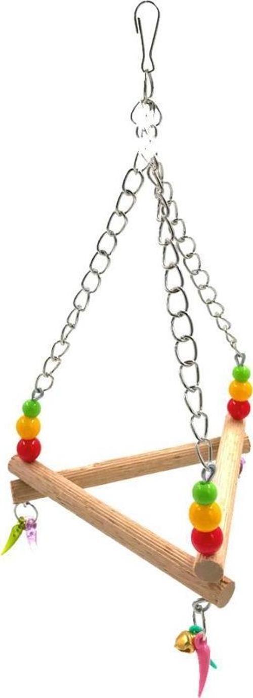 Boncuklu Üçgen Salıncak Kuş Oyuncağı 23cm