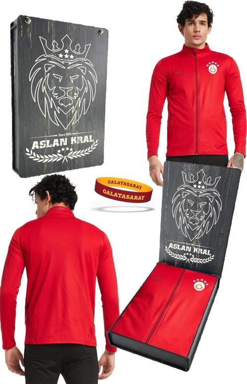 Orijinal Lisanslı 5 Yıldızlı Fermuarlı Kırmızı Sweat + Silikon Bileklik Set H
