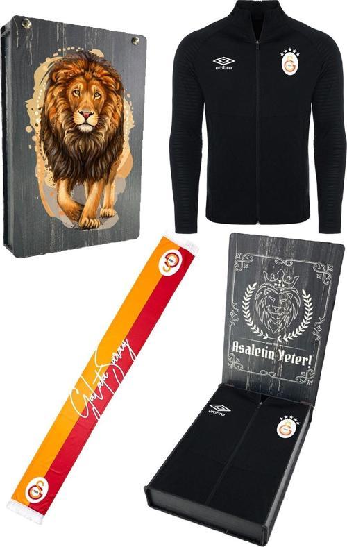 Galatasaray Orijinal Lisanslı Fermuarlı 5 Yıldızlı Siyah Sweat Hediyelik Ahşap Kutulu