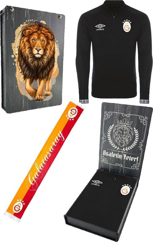 Orijinal Lisanslı Yarım Fermuar 5 Yıldızlı Siyah Sweat + Şal Kaşkol Set Hediy