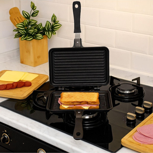 Granit Efektli Döküm Lüks Tost Tavası (24×40×3 Cm) – Geniş Yüzey, Yapışmaz Ve Sağlıklı Pişirme