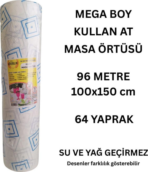 Kullan-At Masa Örtüsü 96 Metre - 100X150 Cm | 64 Yaprak | Su Ve Yağ Geçirmez