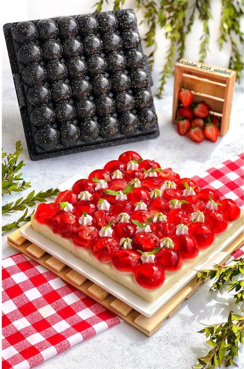 Granit Efektli Döküm Kartopu Kek Kalıbı (32-28-1,5Cm) – Yapışmaz Yüzey, Kolay Temizlenebilir