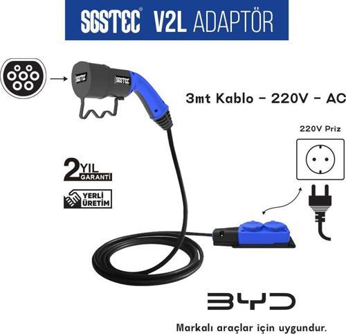 BYD 3mt Kablolu 2'li V2L Uzatma Priz Adaptör