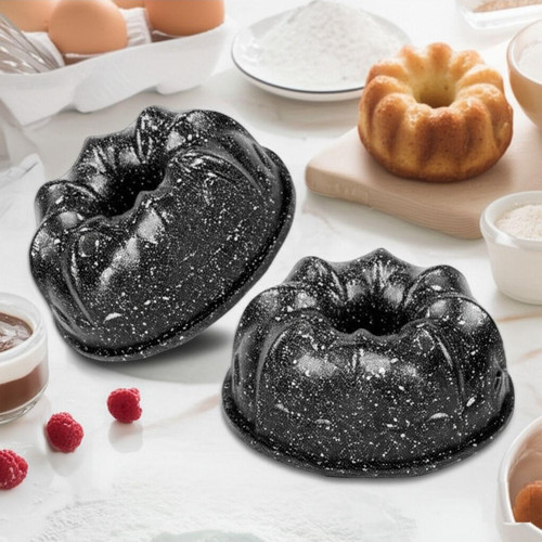 Granit Efektli Döküm 2'Li Mini Taç Kek Kalıbı 11 Cm