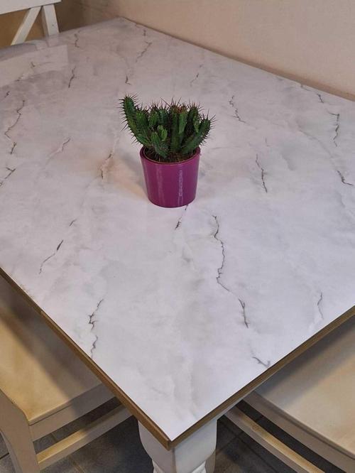 Kalın Pvc Masa Koruyucu – 1.2 Mm Mika Örtü, 70 Cm En, Mermer Desen