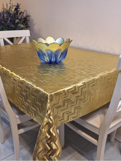 Gold  Parlak Silinebilir Masa Örtüsü - Elyaflı Pvc Muşamba