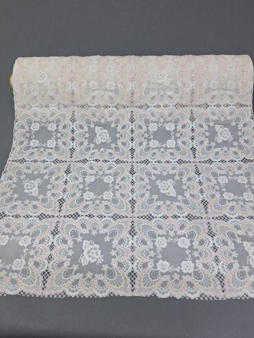 Pvc Küpür Dantel Raf Ve Dolap Örtüsü Runner  (Beyaz-Pembe)