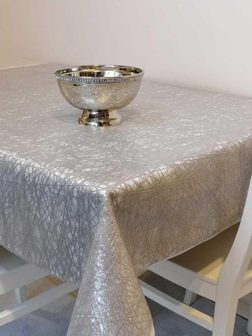 Gri Ithal Pvc Muşamba - Desenli Silinebilir Masa Örtüsü